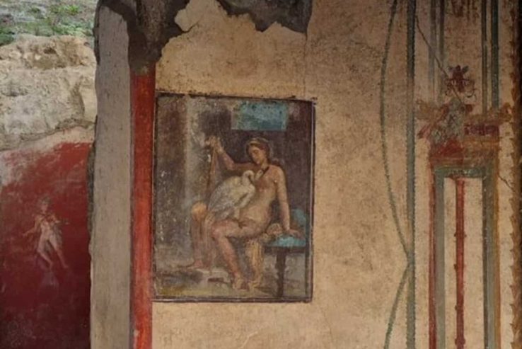 decoración fresco pompeya leda y el cisne